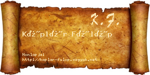 Káplár Fülöp névjegykártya